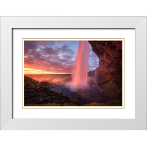 The Burning Falls White Modern Wood Framed Art Print with Double Matting by Gastager, Daniel
