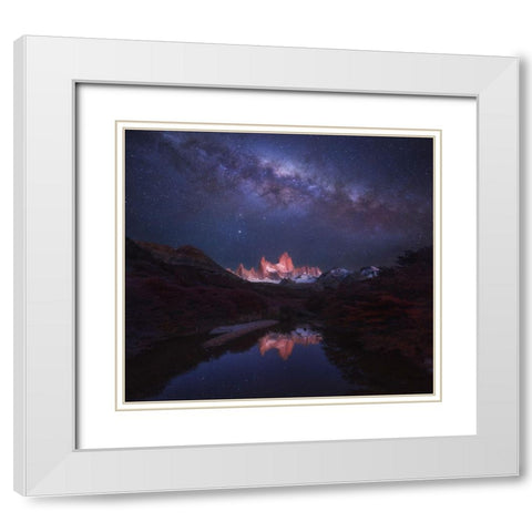 Patagonia Autumn Night White Modern Wood Framed Art Print with Double Matting by Zhang, Yan