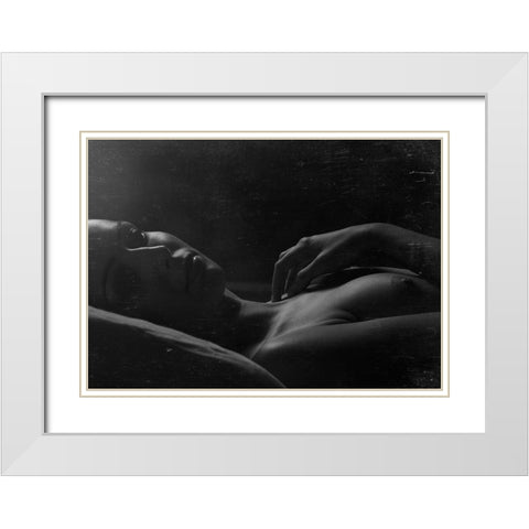 Untitled White Modern Wood Framed Art Print with Double Matting by Kiss, Jozef