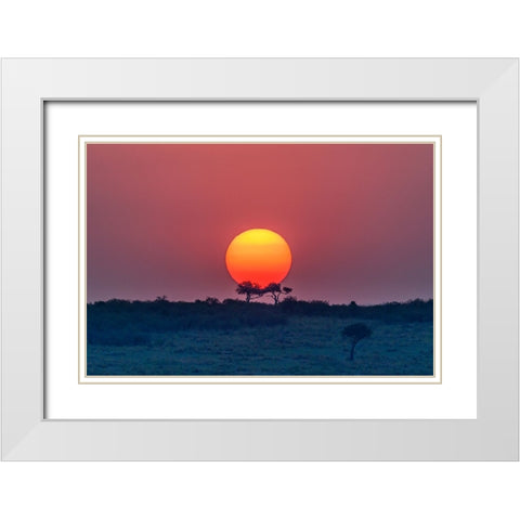 Equatorial Sunset White Modern Wood Framed Art Print with Double Matting by C. Sink, Jeffrey