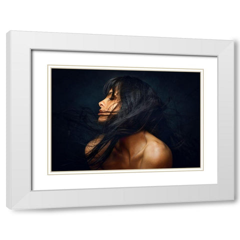 Yanika White Modern Wood Framed Art Print with Double Matting by Rise, Zachar