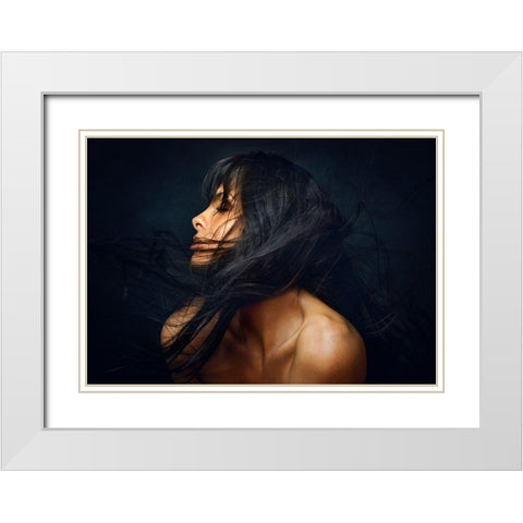 Yanika White Modern Wood Framed Art Print with Double Matting by Rise, Zachar
