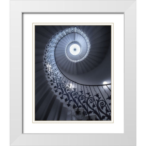Tulip Stairs White Modern Wood Framed Art Print with Double Matting by Cuomo, Massimo