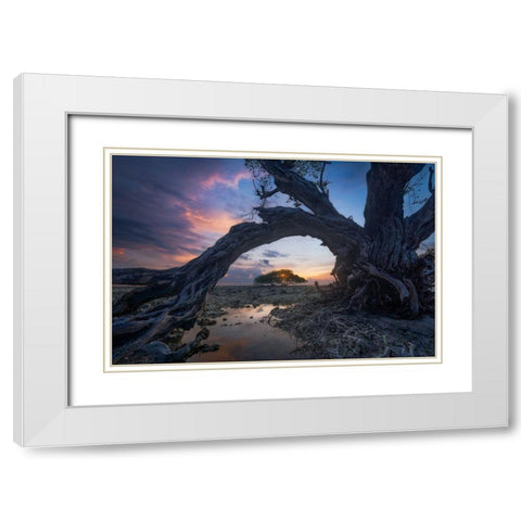 Dry White Modern Wood Framed Art Print with Double Matting by Rizal, Ade