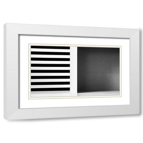 Stripes And Shadows White Modern Wood Framed Art Print with Double Matting by Schuster, Inge