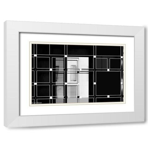 Direct And Reflection White Modern Wood Framed Art Print with Double Matting by Niezen, Jan