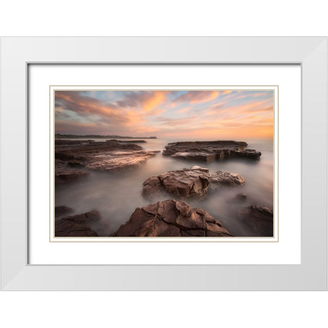 Summer Glow White Modern Wood Framed Art Print with Double Matting by Zhu, Jingshu