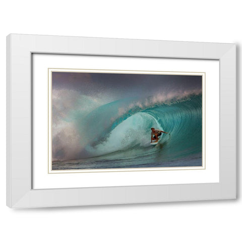 Rolling Surfer White Modern Wood Framed Art Print with Double Matting by Bunjamin, Antonyus