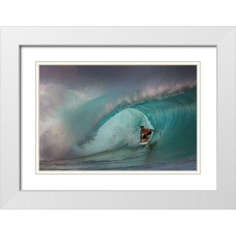 Rolling Surfer White Modern Wood Framed Art Print with Double Matting by Bunjamin, Antonyus