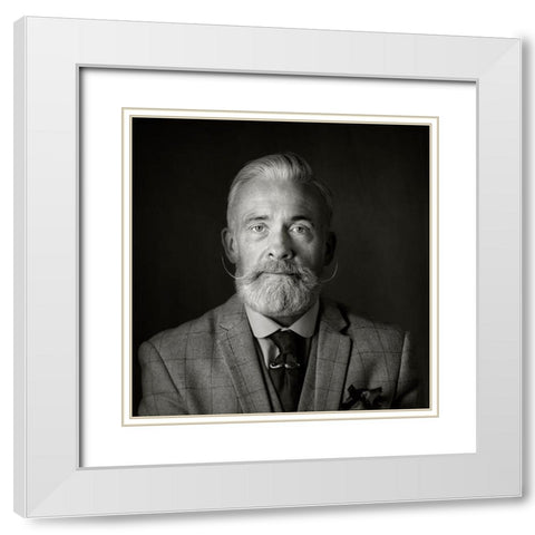 Man With A Tash White Modern Wood Framed Art Print with Double Matting by Wilkinson, Hugh