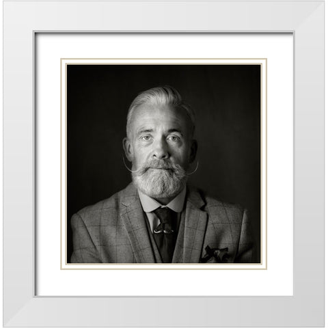 Man With A Tash White Modern Wood Framed Art Print with Double Matting by Wilkinson, Hugh