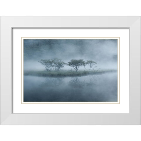 Untitled White Modern Wood Framed Art Print with Double Matting by Nagase, Shota
