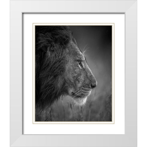 Thinking Under The Rain White Modern Wood Framed Art Print with Double Matting by Alnomas, Faisal