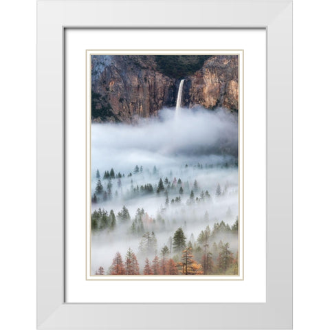 Mist Falls White Modern Wood Framed Art Print with Double Matting by Yoshizawa, Brandon