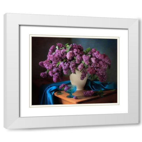 Still Life With Fragrant Lilac White Modern Wood Framed Art Print with Double Matting by Skorokhod, Tatyana