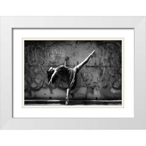 Dance White Modern Wood Framed Art Print with Double Matting by Matsunaga, Toru