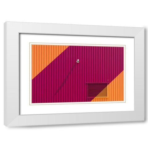 Orange Corners White Modern Wood Framed Art Print with Double Matting by Van Son, Greetje
