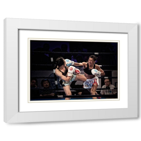 Fighters White Modern Wood Framed Art Print with Double Matting by Zhao, Henry