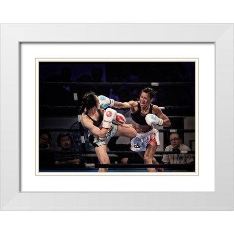 Fighters White Modern Wood Framed Art Print with Double Matting by Zhao, Henry