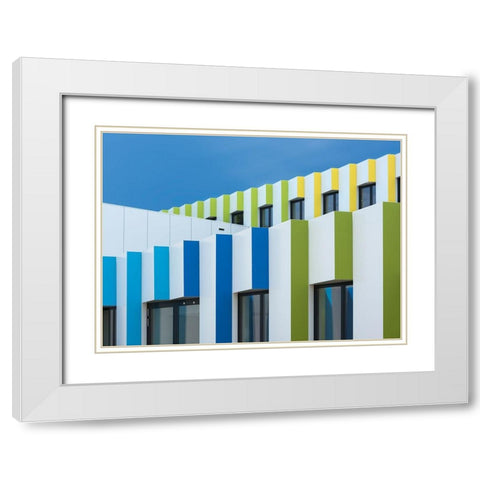 Triple Facades White Modern Wood Framed Art Print with Double Matting by Van Son, Greetje