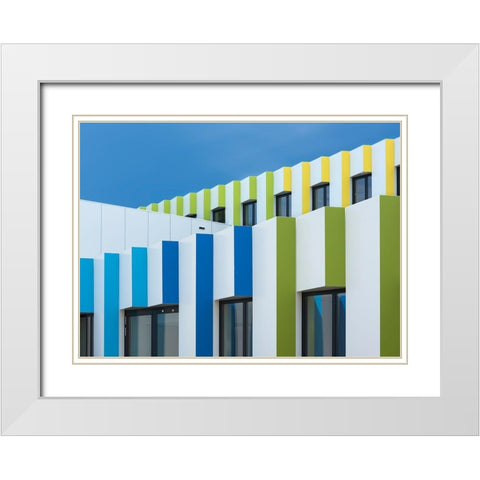 Triple Facades White Modern Wood Framed Art Print with Double Matting by Van Son, Greetje