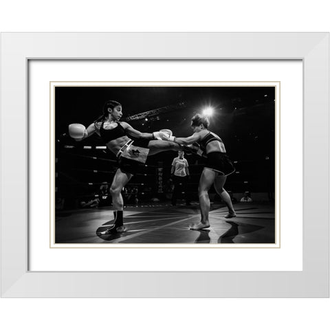 Kickboxing Fighting White Modern Wood Framed Art Print with Double Matting by Zhao, Henry