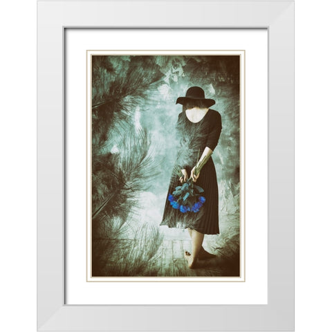 Feathers White Modern Wood Framed Art Print with Double Matting by Kiyota, Daisuke