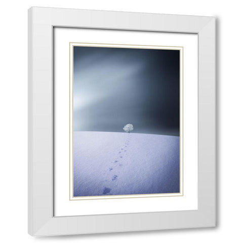 Winter White Modern Wood Framed Art Print with Double Matting by Hamiti, Bess