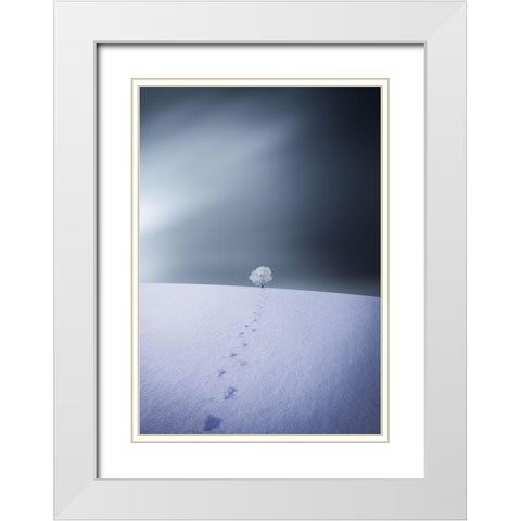 Winter White Modern Wood Framed Art Print with Double Matting by Hamiti, Bess