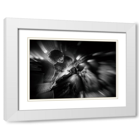 Groaning Bass White Modern Wood Framed Art Print with Double Matting by Nakamatsu, Kenji