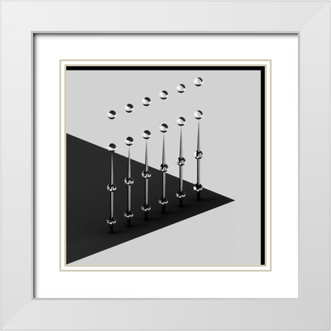Drops On Needles White Modern Wood Framed Art Print with Double Matting by Bunjamin, Antonyus
