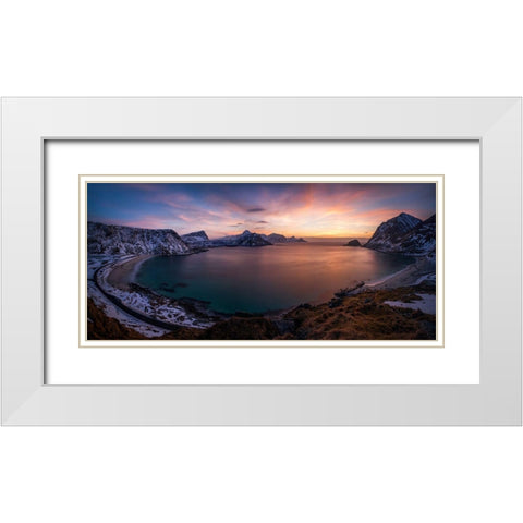 Haukland White Modern Wood Framed Art Print with Double Matting by Kruczynski, Wojciech