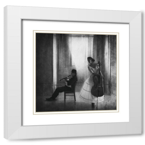 Pause For Cello White Modern Wood Framed Art Print with Double Matting by Schleicher-Schwarz, Roswitha