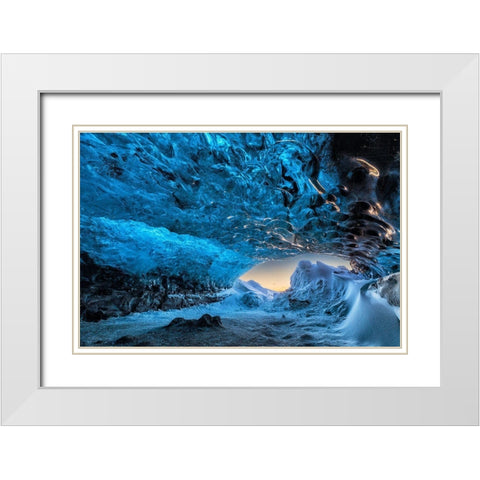 Crystal Cave White Modern Wood Framed Art Print with Double Matting by Kort, Bragi
