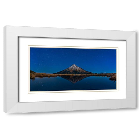Mt Taranaki White Modern Wood Framed Art Print with Double Matting by Shi, Fei