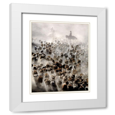 The Great Migration Of China White Modern Wood Framed Art Print with Double Matting by Wong, Adam