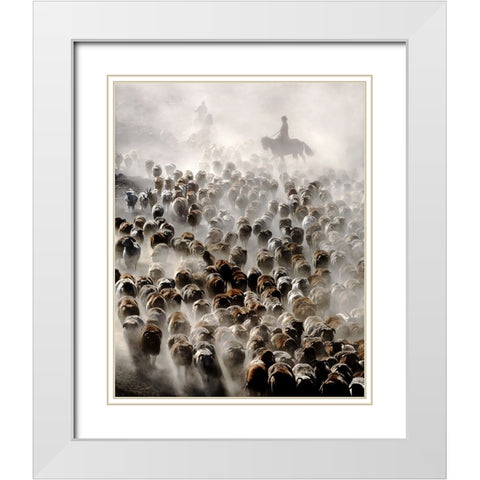 The Great Migration Of China White Modern Wood Framed Art Print with Double Matting by Wong, Adam