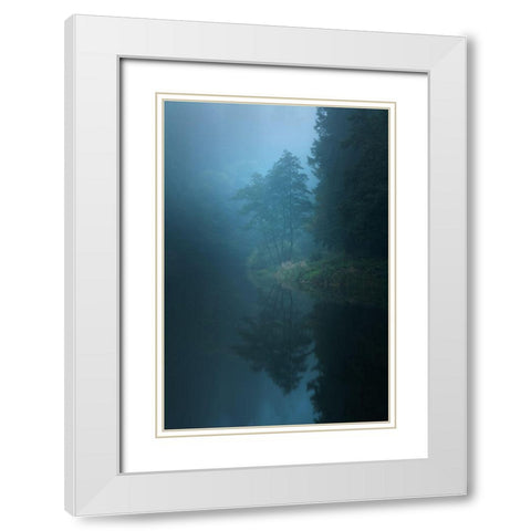 Nameless Lake White Modern Wood Framed Art Print with Double Matting by Lach, Milos