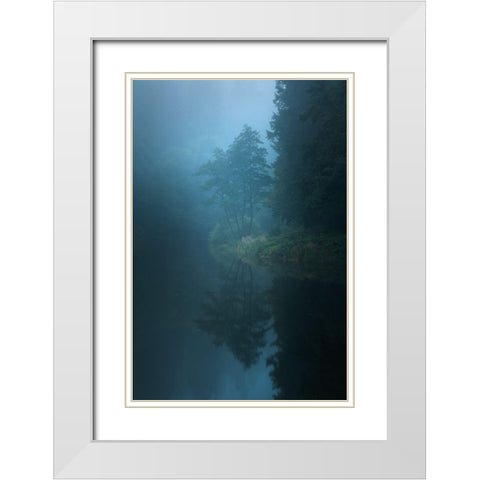 Nameless Lake White Modern Wood Framed Art Print with Double Matting by Lach, Milos