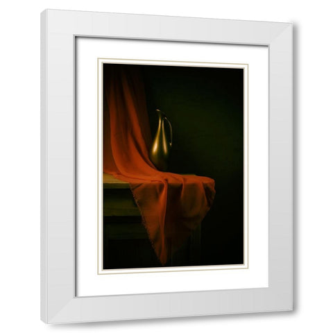 Still Life With A Red Cloth White Modern Wood Framed Art Print with Double Matting by magnola