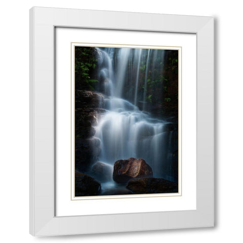 Edith Falls White Modern Wood Framed Art Print with Double Matting by Zhang, Yan