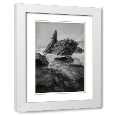 Tranquility White Modern Wood Framed Art Print with Double Matting by Zhang, Yan