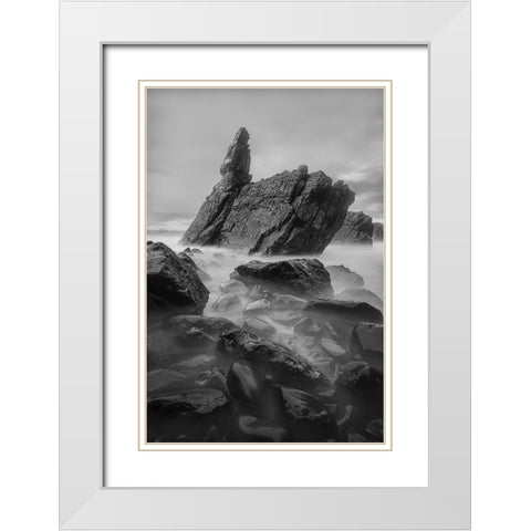 Tranquility White Modern Wood Framed Art Print with Double Matting by Zhang, Yan