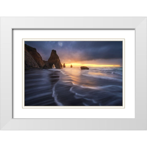 Raging Tide White Modern Wood Framed Art Print with Double Matting by Fan, Tim