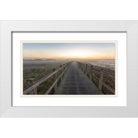 Morning Walk. White Modern Wood Framed Art Print with Double Matting by Londal, Leif