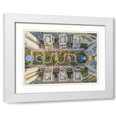 Urban Curves White Modern Wood Framed Art Print with Double Matting by Adar, Or