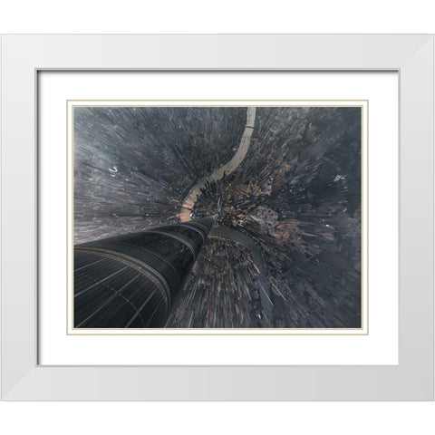 Dive Into The Matrix White Modern Wood Framed Art Print with Double Matting by Huang, Stan