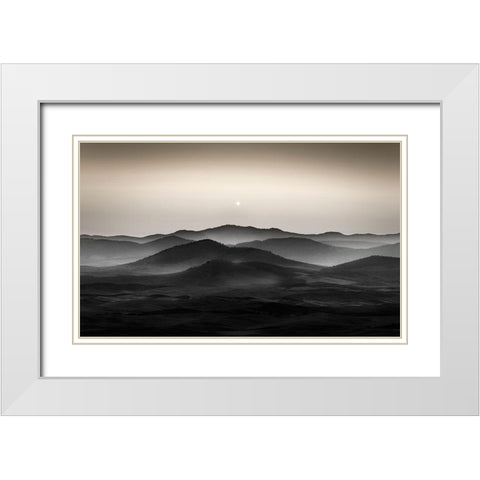 Palouse Fields White Modern Wood Framed Art Print with Double Matting by Deng, Larry