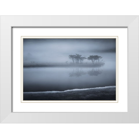 Untitled White Modern Wood Framed Art Print with Double Matting by Nagase, Shota