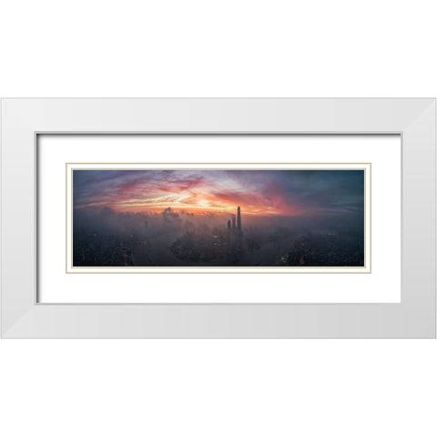 Bay Of Colour White Modern Wood Framed Art Print with Double Matting by Huang, Stan